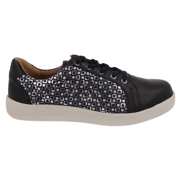 Women's Wide Fit DB Campion Shoes in Navy Leather / Textile - Image 2