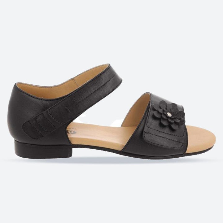 Women's Wide Fit DB Peony Sandals in Black Leather - Image 1