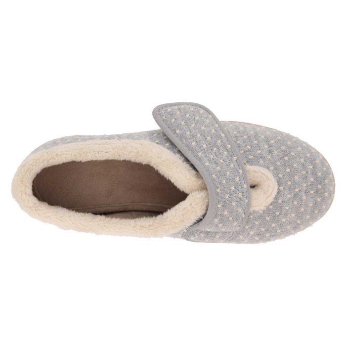 Women's Wide Fit DB Snowdrop Slippers in Rose Star Stitched Textile - Image 1
