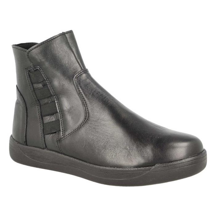 Women's Wide Fit DB Delphine Boots in Black Leather - Image 3