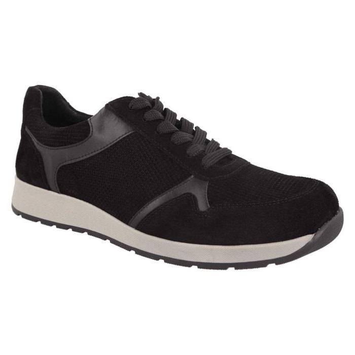 Men's Wide Fit DB Hector Trainers in Black Suede - Image 1