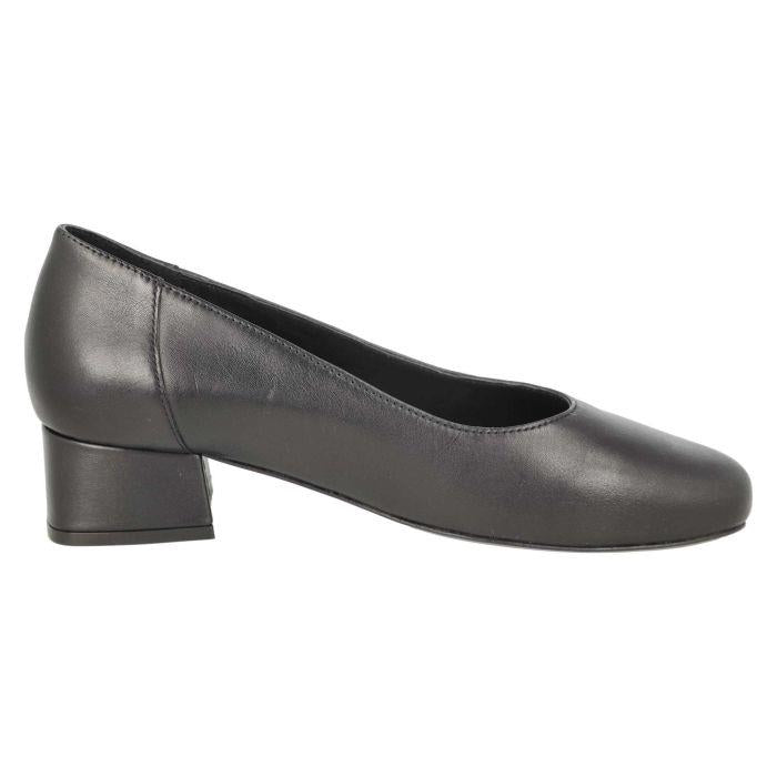 Women's Wide Fit DB Hyperion Heel Court Shoes in Black Leather - Image 1