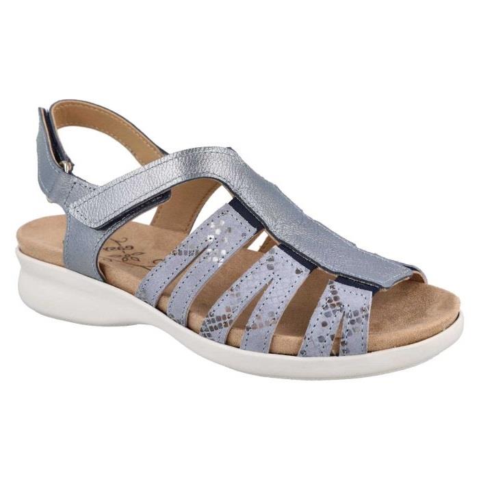 Women's Wide Fit DB Treasure Sandals in Sky Blue Leather - Image 3