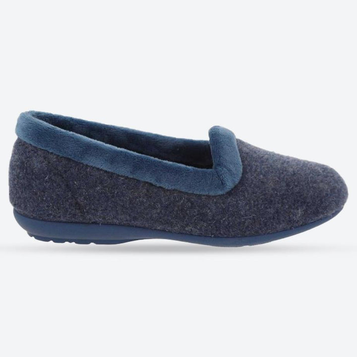 Women's Wide Fit DB Celia Slippers in Navy Felt - Image 1