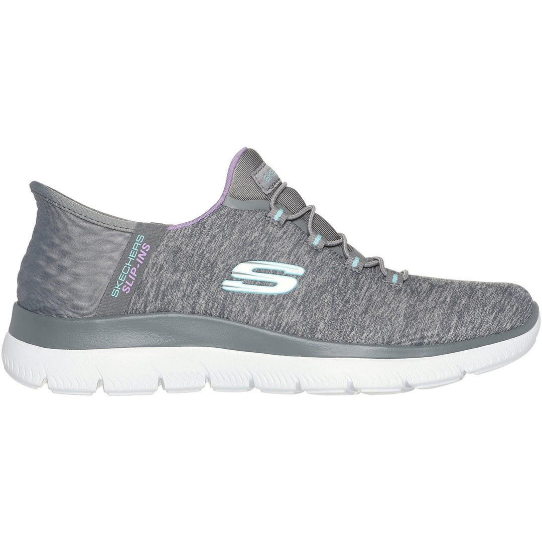 Women's Wide Fit Skechers 149937 Slip-ins Summits Dazzling Trainers in Grey/Multi - Image 2