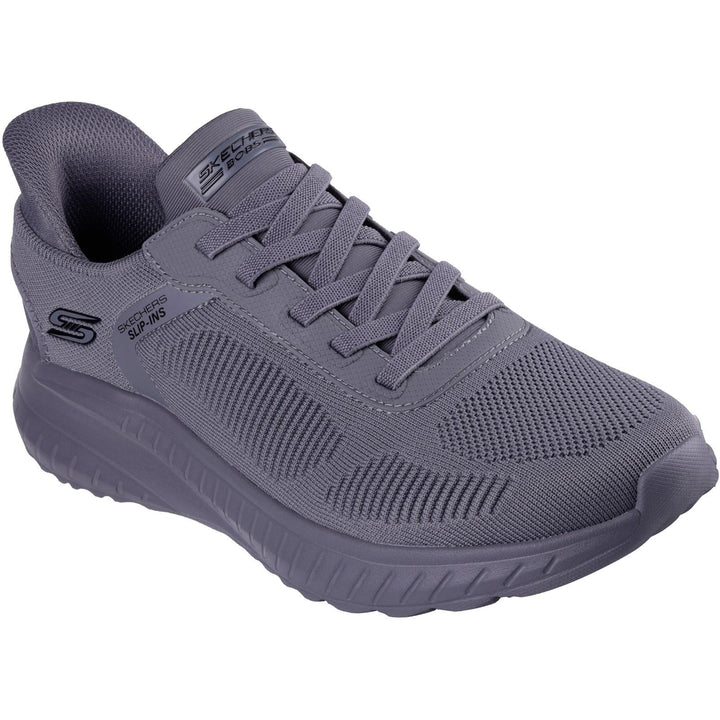 Men's Wide Fit Skechers Slip-ins 118312 Bobs Sport Squad Chaos Solid Step Trainers in Dark Grey - Image 1