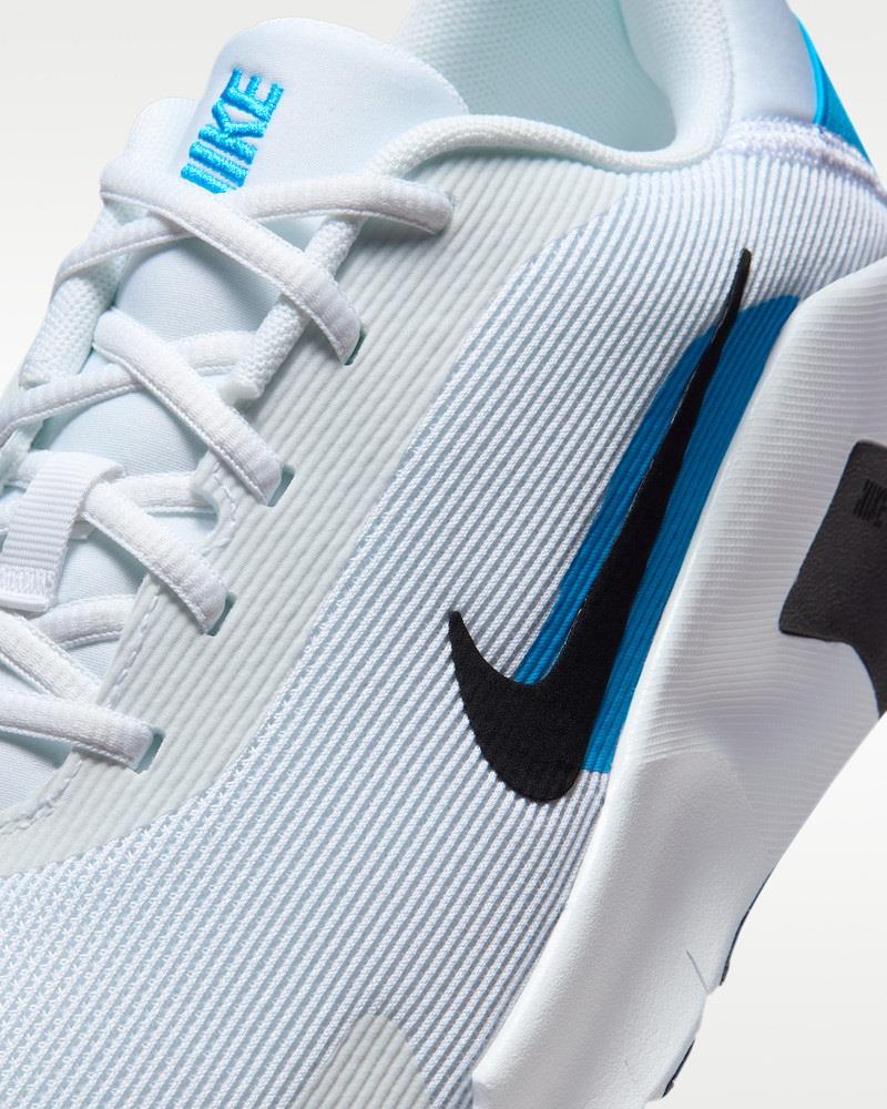 Men's Wide Fit Nike Flex HV9977-101 Running Trainers in White/Black Blue - Image 5