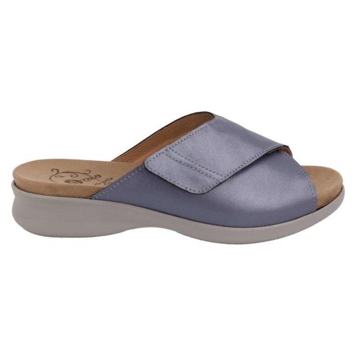 Women's Wide Fit DB Kiera Mule Sandals in Blue / Multi Stretch Leather - Image 1