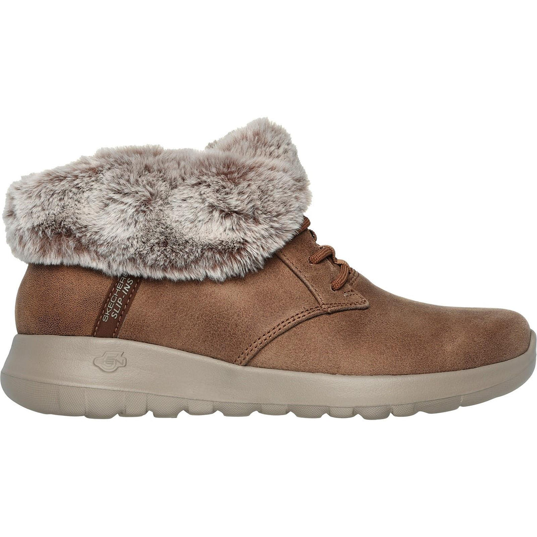 Women's Wide Fit Skechers 144803 Slip-ins On The Go Joy Cozy Charm Boots in Chestnut - Image 2