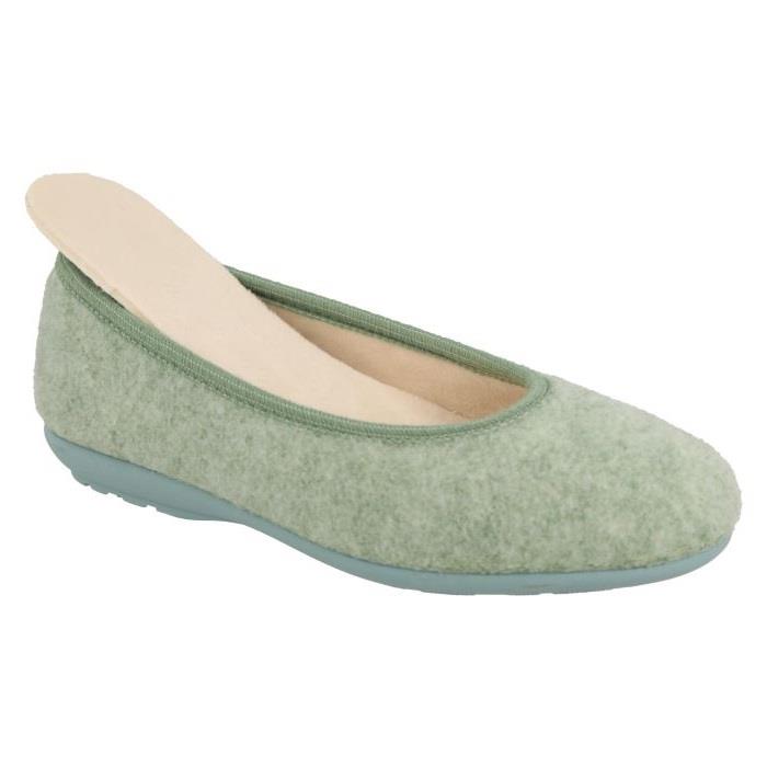Women's Wide Fit DB Luella Pump Slippers in Mint Green Felt - Image 5