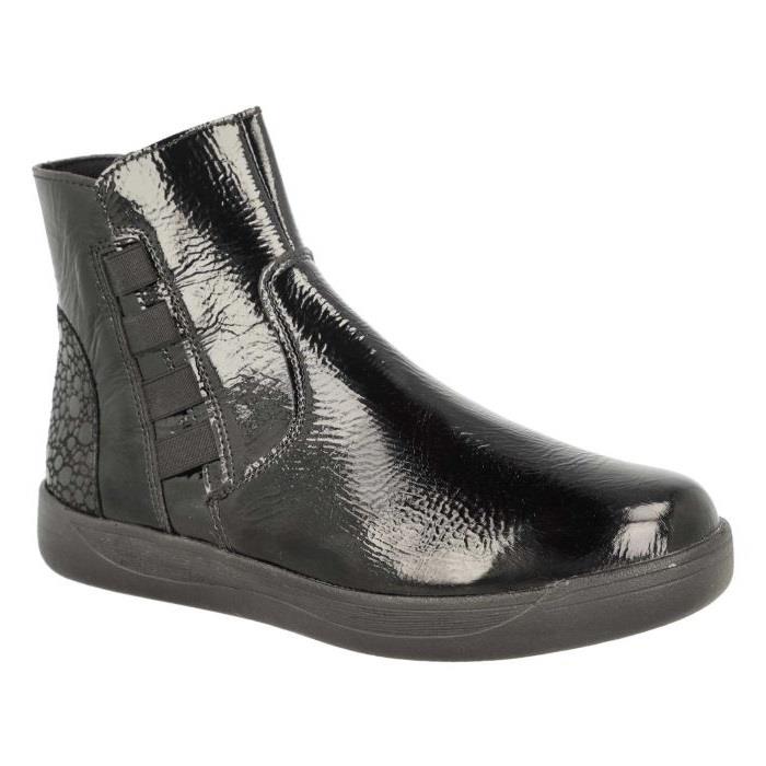 Women's Wide Fit DB Delphine Boots in Black Leather - Image 1