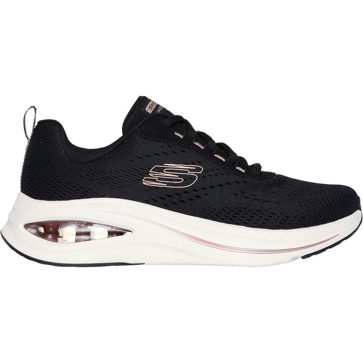 Women's Wide Fit Skechers 150074 Skech Air Meta Trainers in Black/Rose Gold - Image 1