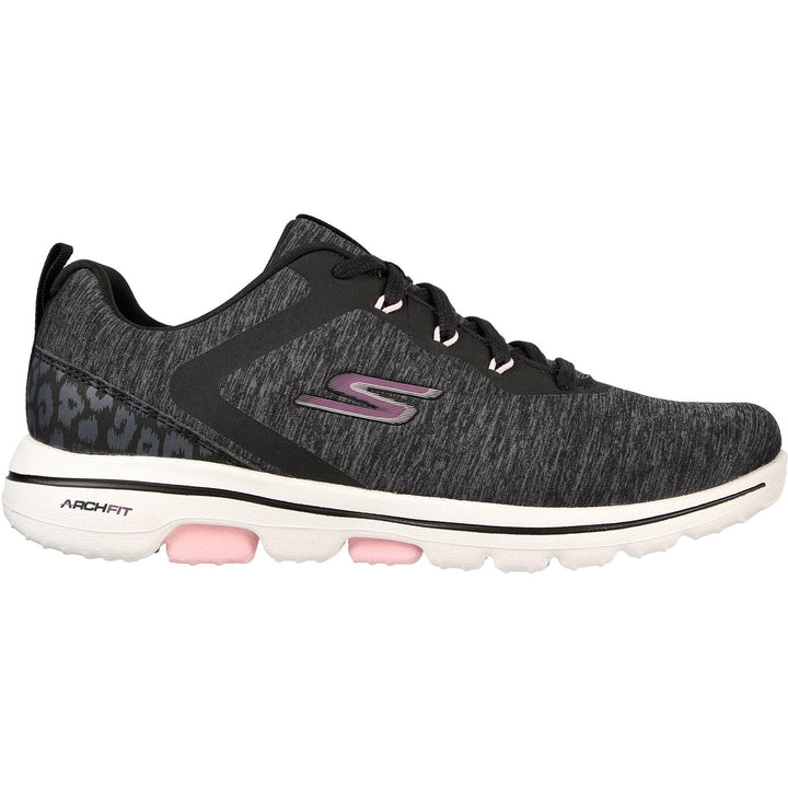 Women's Wide Fit Skechers Go Golf Walk 5 Trainers in Black/White - Image 1