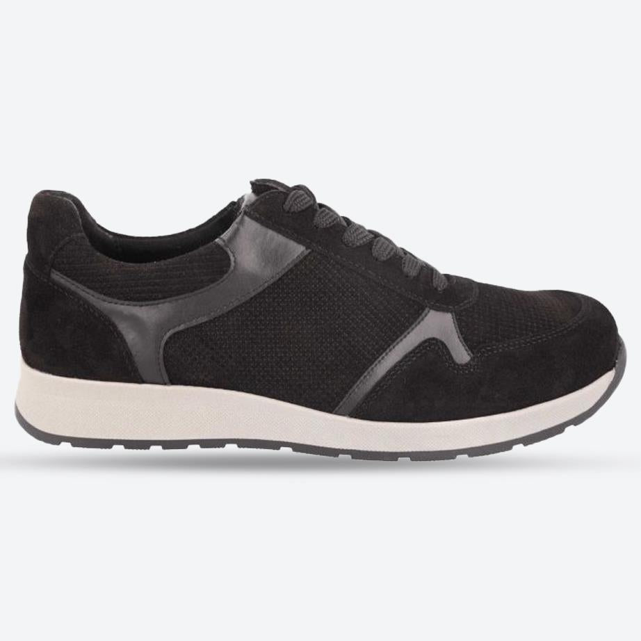 Men's Wide Fit DB Hector Trainers in Black Suede - Image 1
