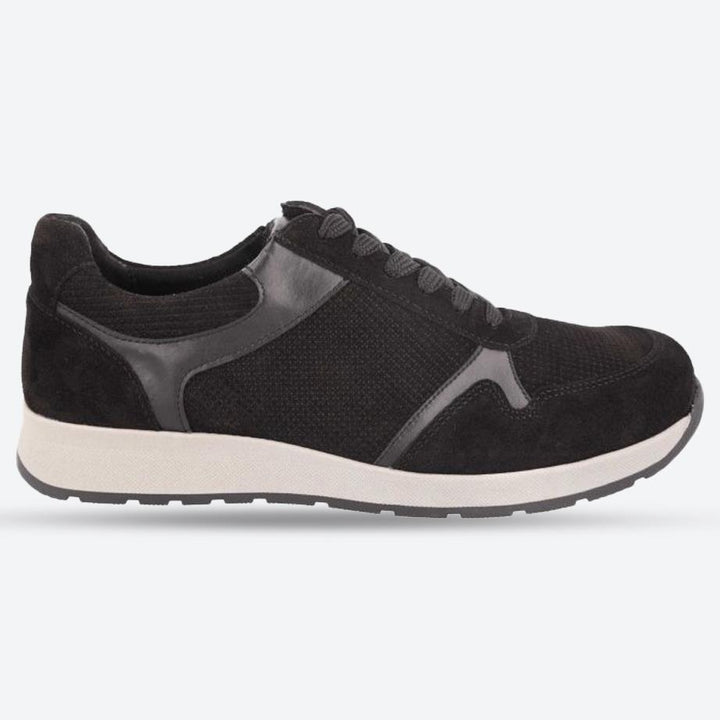 Men's Wide Fit DB Hector Trainers in Black Suede - Image 1