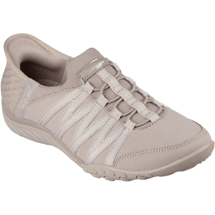 Women's Wide Fit Skechers 100593 Breathe Easy Roll With Me Shoes - Taupe in Taupe - Image 1