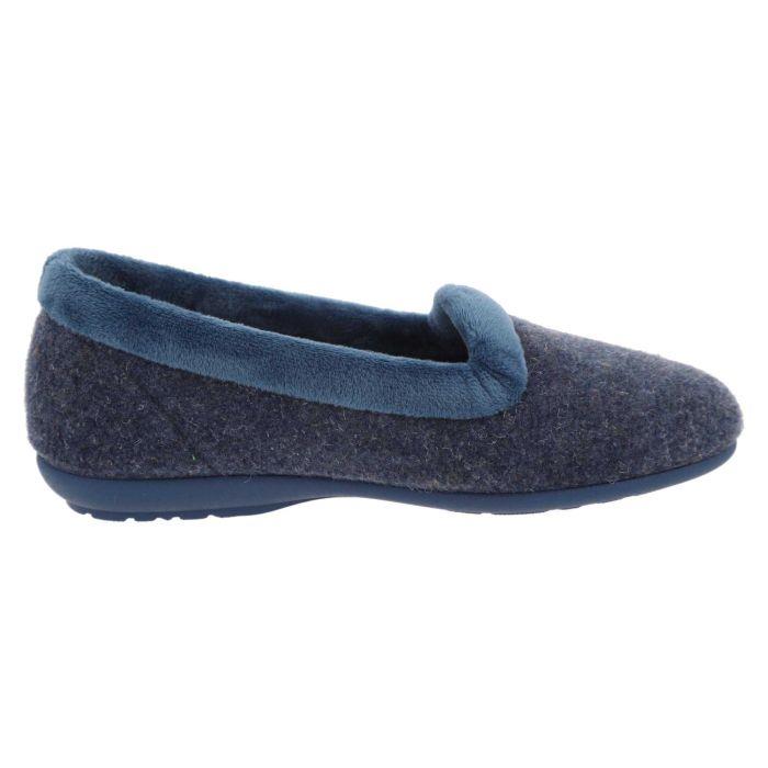 Women's Wide Fit DB Celia Slippers in Navy Felt - Image 1