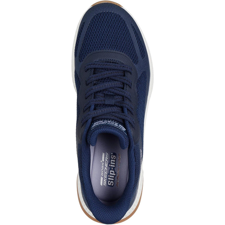 Women's Wide Fit Skechers 117624 Slip-ins Bobs Squad 4 Staple Look Trainers in Navy - Image 1