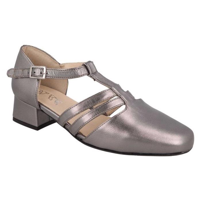 Women's Wide Fit DB Ruby Mid Heel Sandals in Black Leather - Image 1