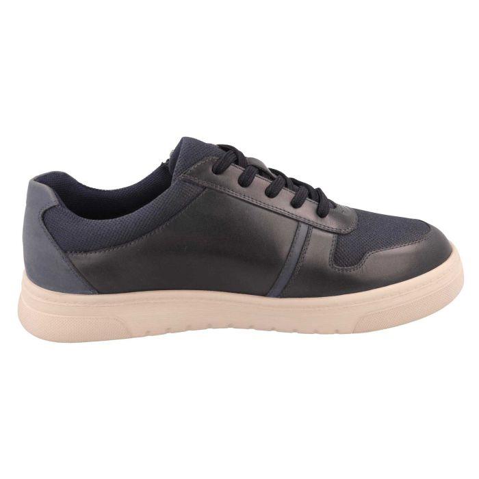 Men's Wide Fit DB Noah Shoes in Navy Leather / Navy Mesh - Image 1