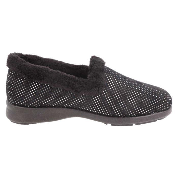 Women's Wide Fit DB Betony Slippers in Rose Velour / Shiny Dot - Image 4