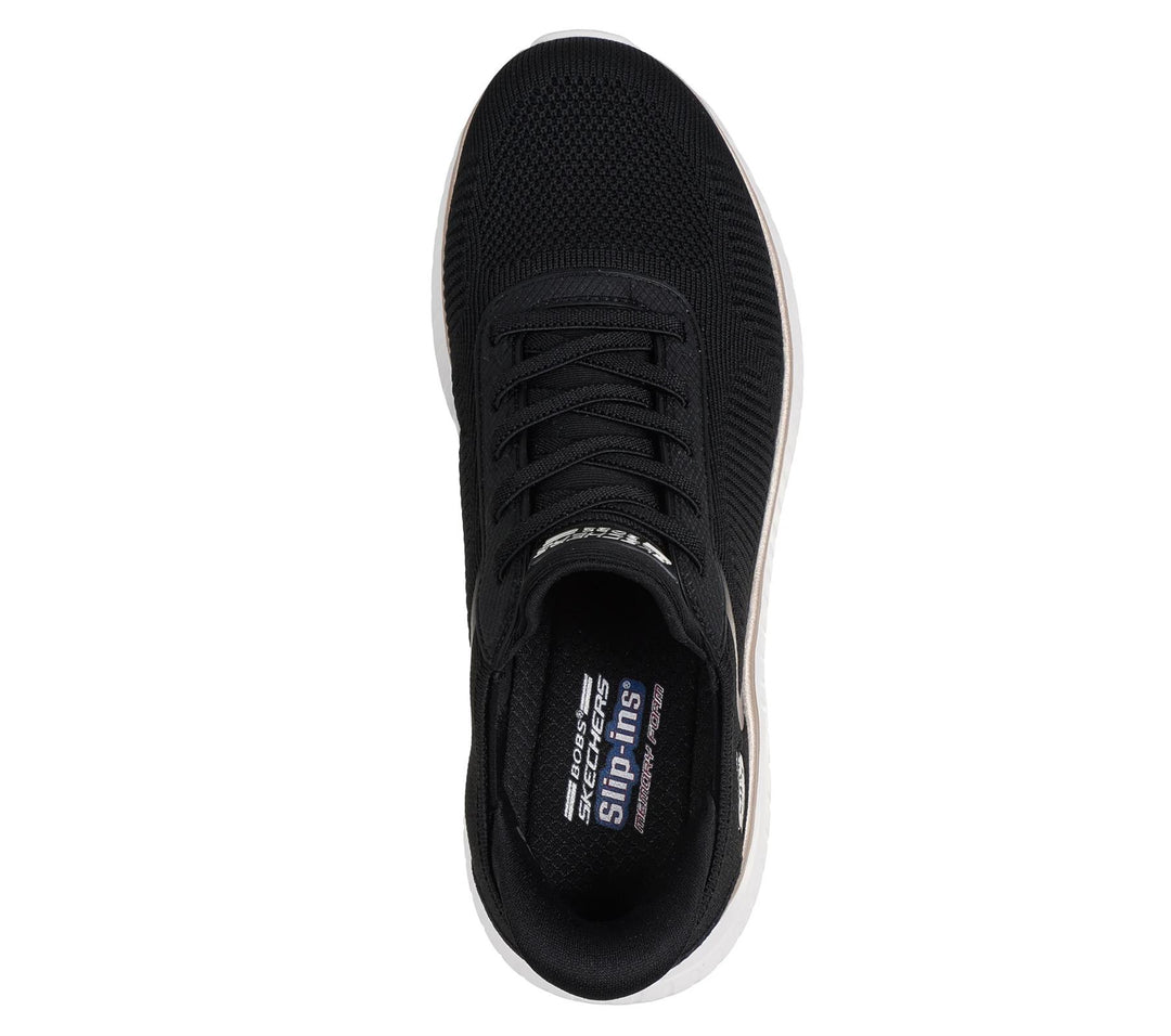 Women's Wide Fit Skechers Slip-ins 117497 Waves Bobs Sport Squad Trainers - Black/Gold in Black/Gold - Image 4