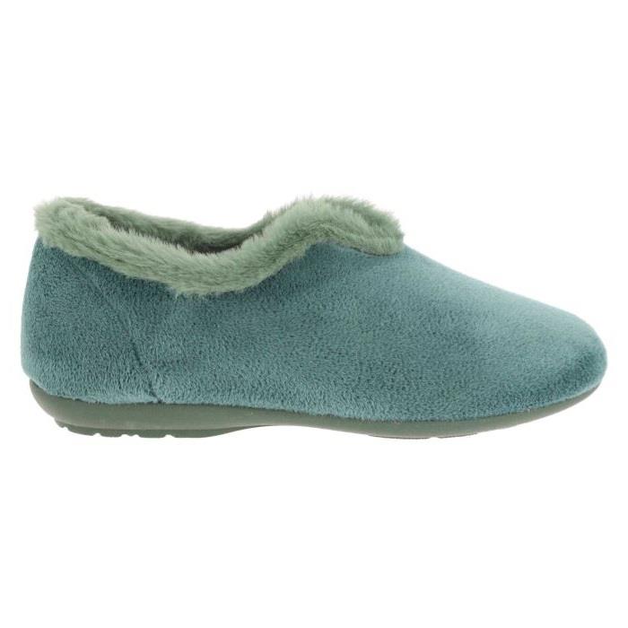 Women's Wide Fit DB Faye Slip on Slippers in Navy Velour - Image 12