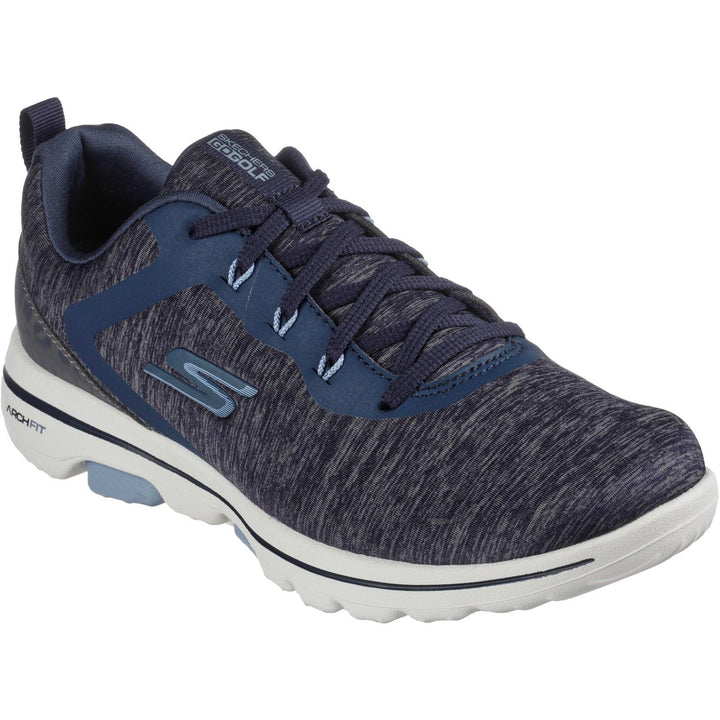 Women's Wide Fit Skechers Go Golf Walk 5 Trainers in Black/White - Image 1