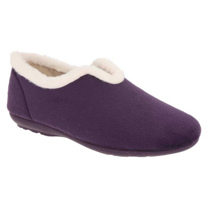 Women's Wide Fit DB Faye Slip on Slippers in Navy Velour - Image 11