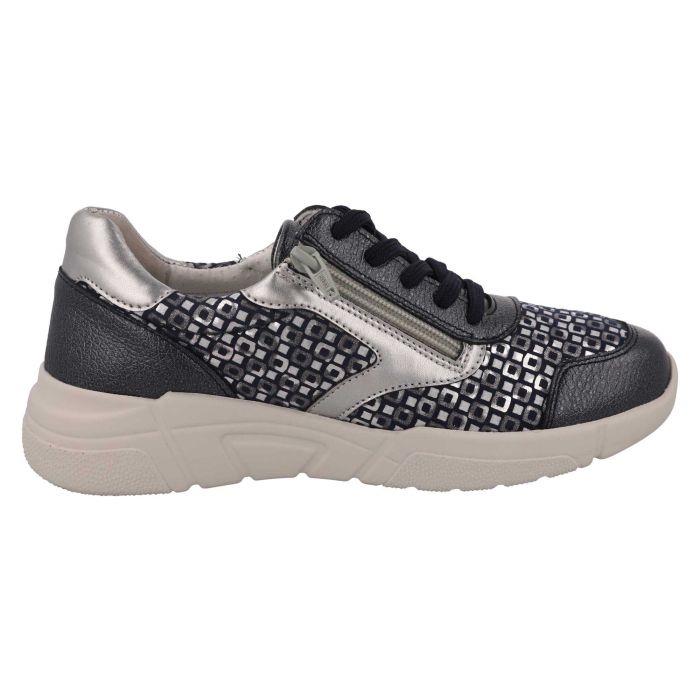 Women's Wide Fit DB Lauren Trainers in Navy / Silver / Leather / Multi - Image 1