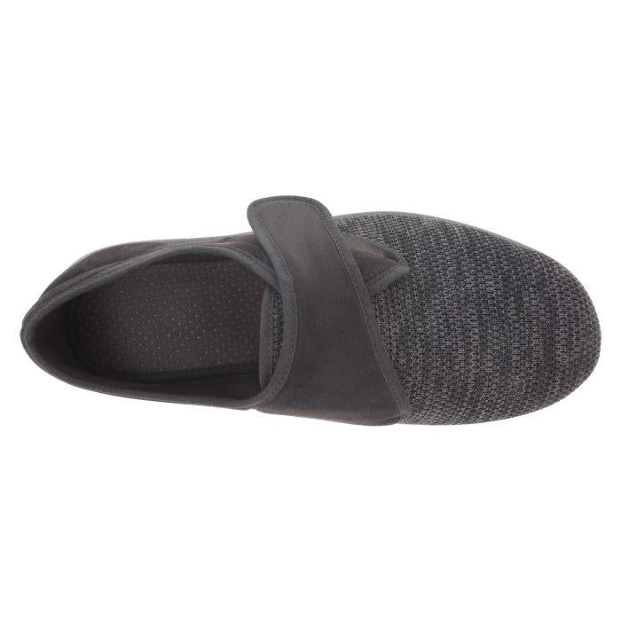 Men's Wide Fit DB Orson Velcro Slippers in Black Stretch / Black Suedette - Image 5