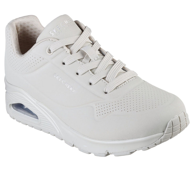 Mujer Wide Fit Skechers 73690 Uno - Stand On Air Walking Trainers - Off White