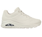 Mujer Wide Fit Skechers 73690 Uno - Stand On Air Walking Trainers - Off White