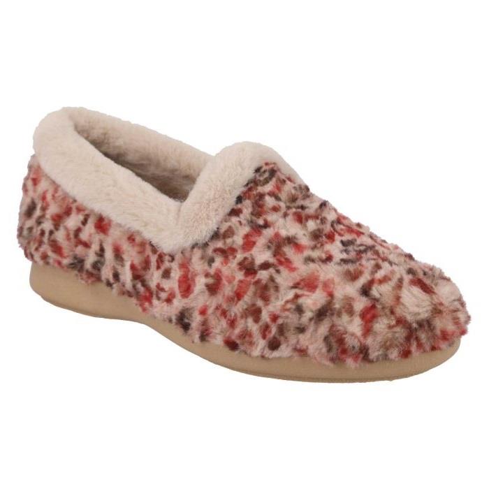 Women's Wide Fit DB Paige Slip on Slippers in Beige Multi Textile - Image 10