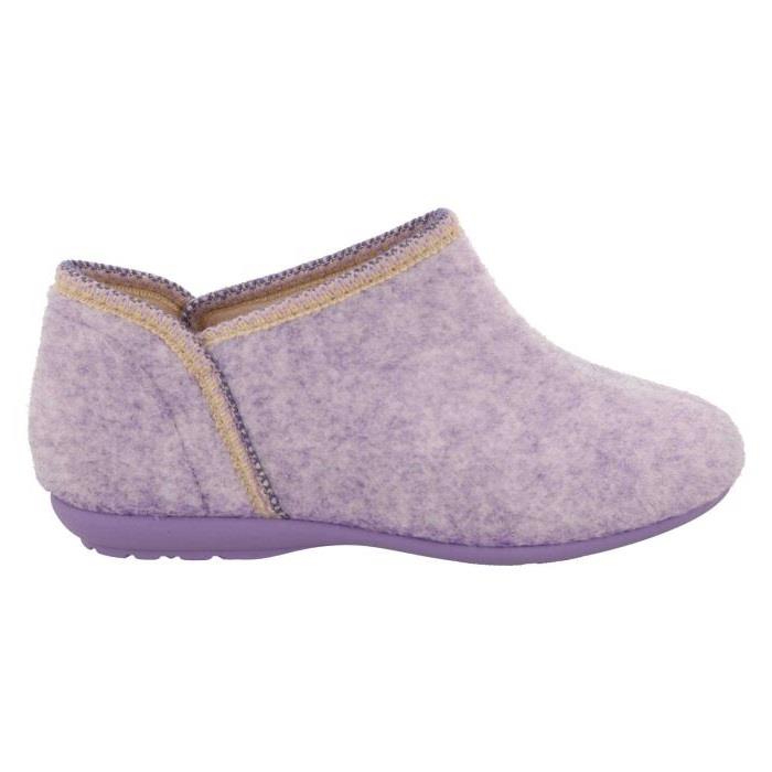 Women's Wide Fit DB Reedmace Ankle Slippers in Lilac Felt - Image 2