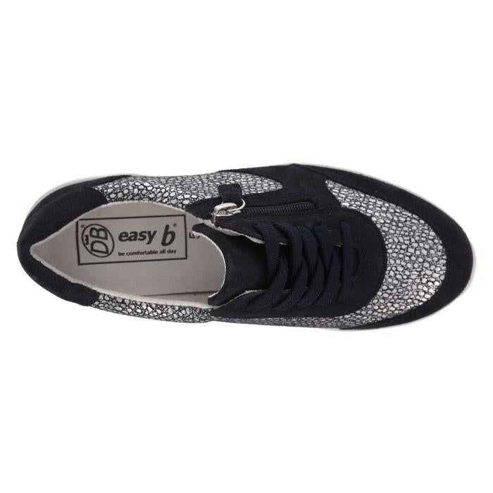 Women's Wide Fit DB Bilberry Trainers in Navy Suede - Image 5