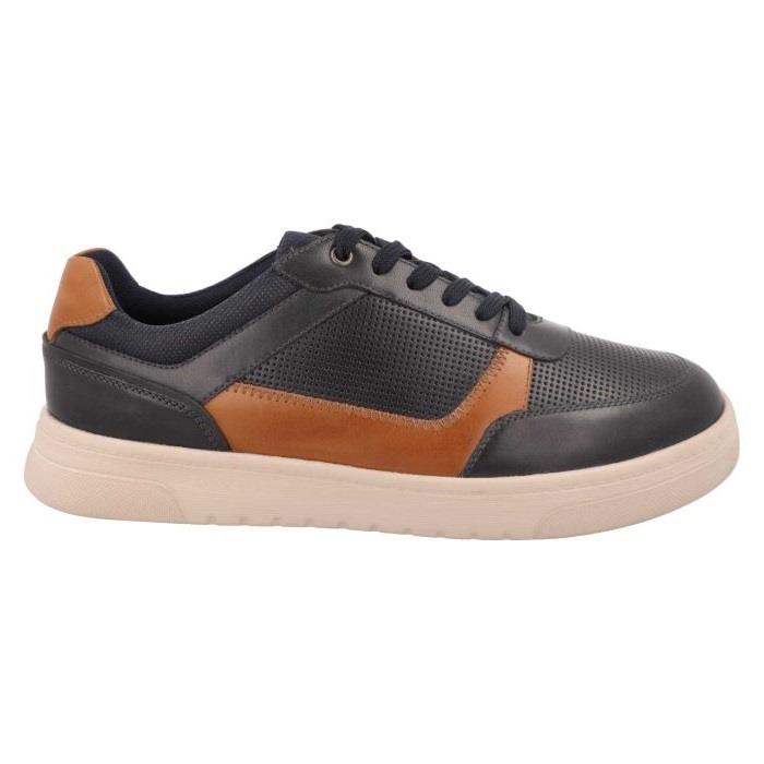 Men's Wide Fit DB Arlo Shoes in Navy / Light Tan Leather - Image 1