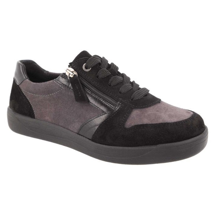 Women's Wide Fit DB Cedar Shoes in Black / Grey Suede - Image 1