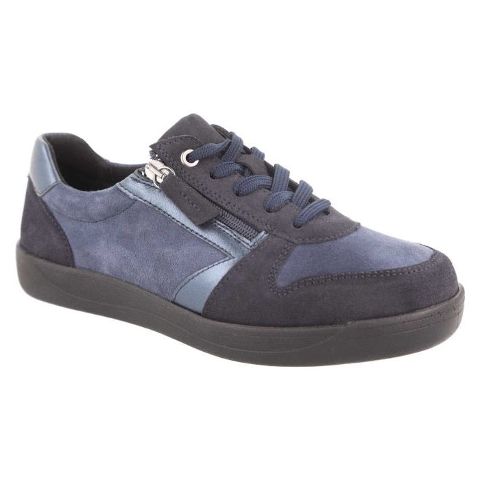 Women's Wide Fit DB Cedar Shoes in Black / Grey Suede - Image 1