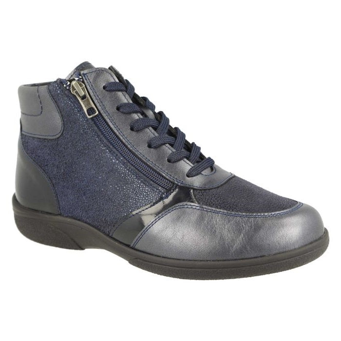 Women's Wide Fit DB Nova Boots in Black Leather / Patent / Stretch - Image 1