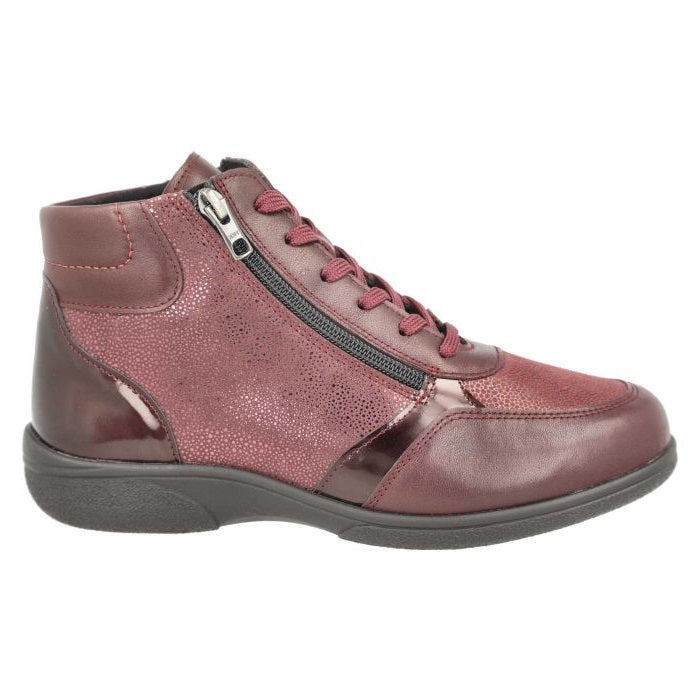 Women's Wide Fit DB Nova Boots in Black Leather / Patent / Stretch - Image 1