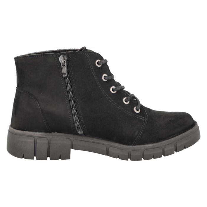 Women's Wide Fit DB Poplar Boots in Black Suedette - Image 4