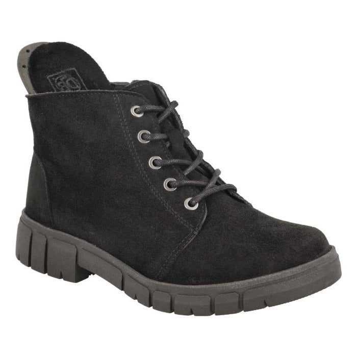 Women's Wide Fit DB Poplar Boots in Black Suedette - Image 1