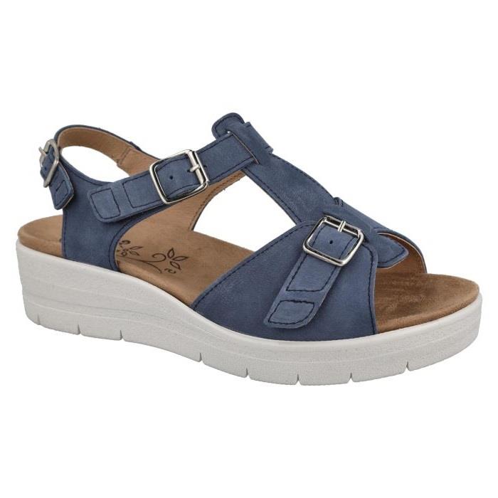 Women's Wide Fit DB Francesca Sandals in Blue Nubuck - Image 1