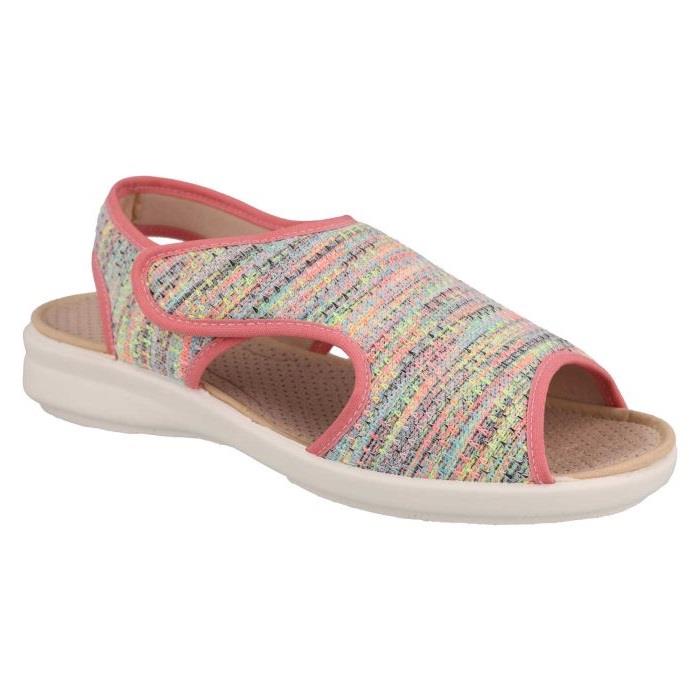 Women's Wide Fit DB Ragwort Sandals in Black Multi Stretch - Image 9