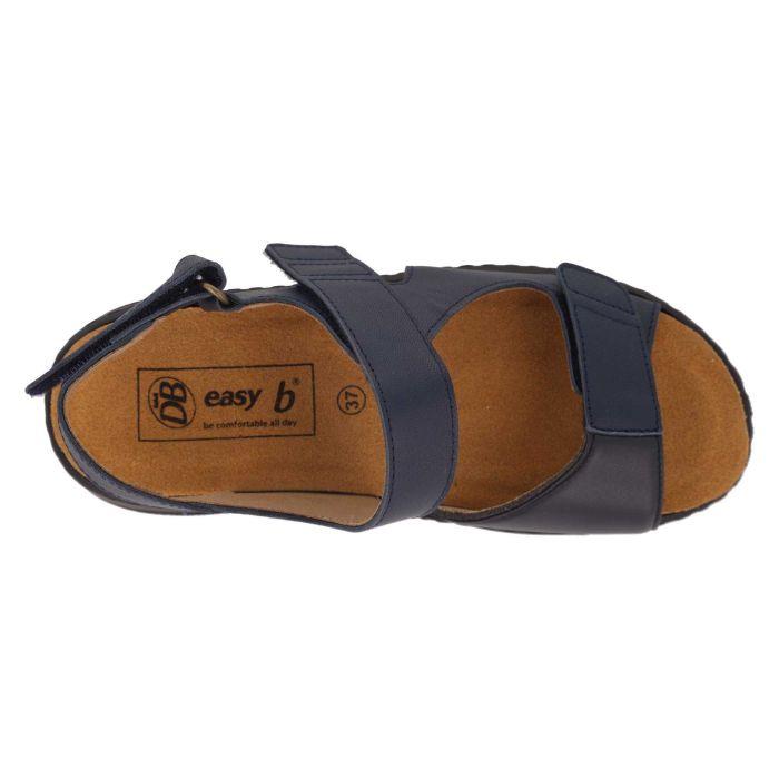 Women's Wide Fit DB Mallow Sandals in Navy Leather - Image 1