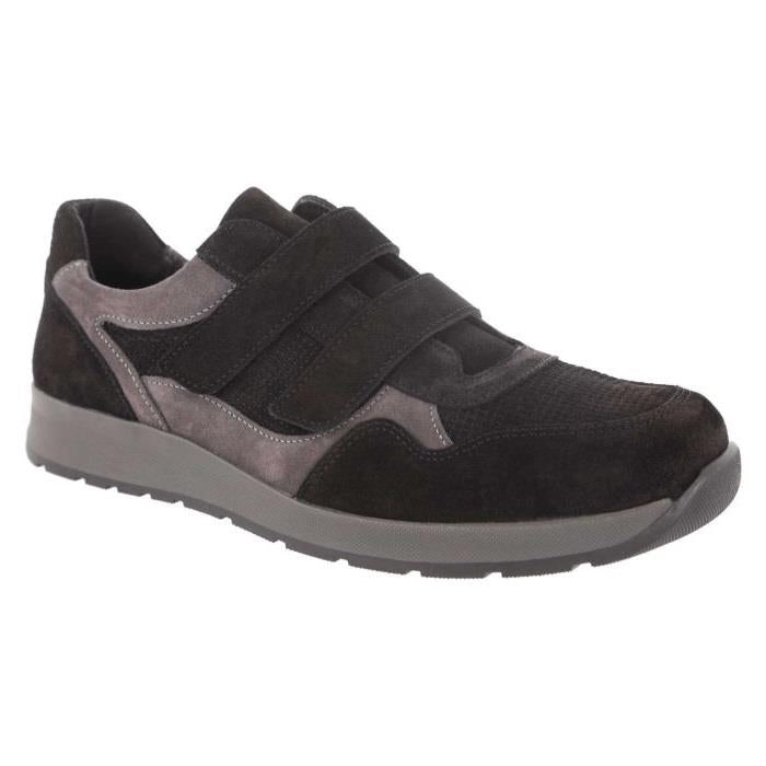 Men's Wide Fit DB Edmund Trainers in Black / Grey Suede - Image 1