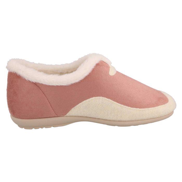 Women's Wide Fit DB Jodie Slip on Slippers in Pink Suedette / Grey Felt - Image 1