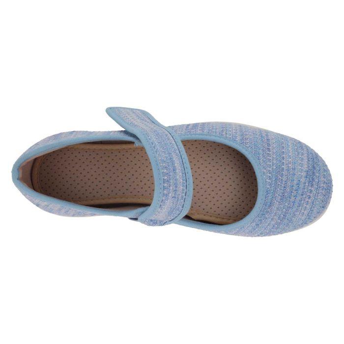 Women's Wide Fit DB Paloma Canvas Shoes in Blue / Multi Stretch - Image 4
