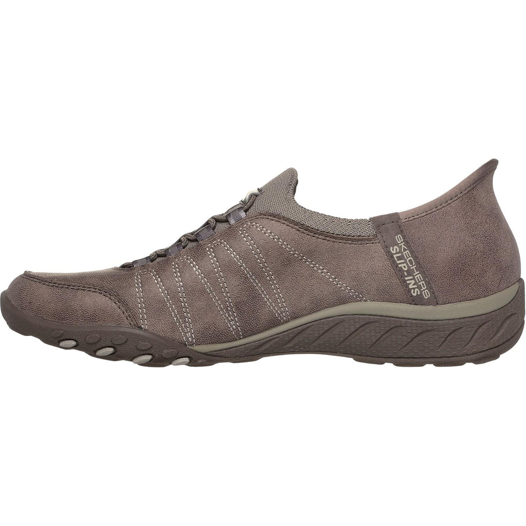 Women's Relaxed Fit Skechers 100615 Slip-ins Breathe Easy Home Body Shoes in Dark Taupe - Image 4